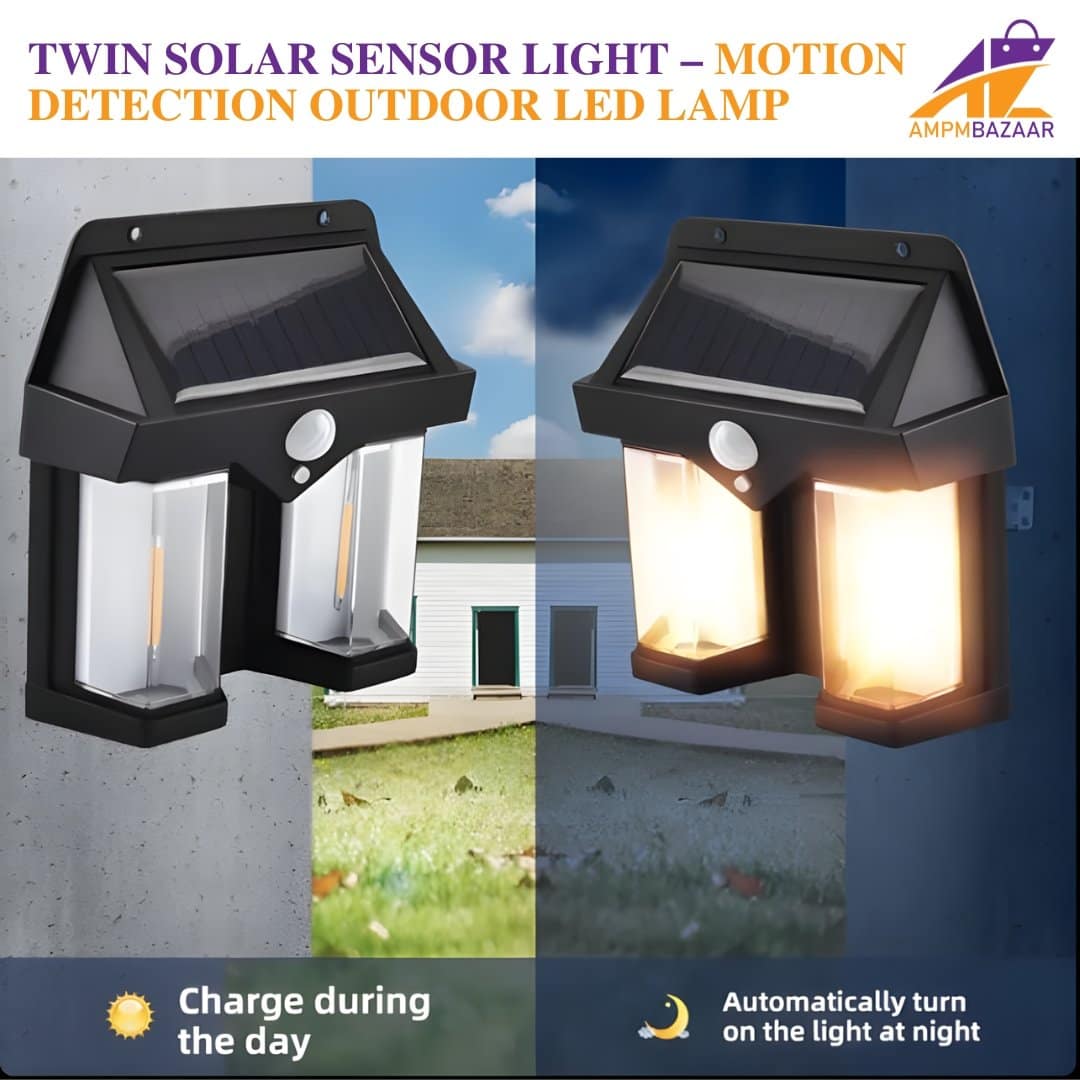 Twin Solar Sensor Light – Motion Detection Outdoor LED Lamp