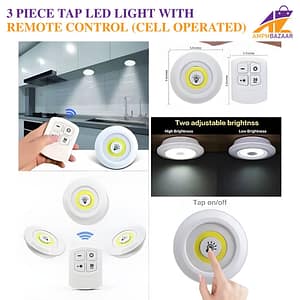 3 Piece Tap LED Light with Remote Control (Cell Operated)