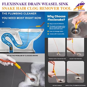 Flexisnake Drain Weasel Sink Snake Hair Clog Remover Tool