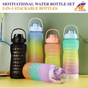 Motivational Water Bottle Set – 3-in-1 Stackable Bottles