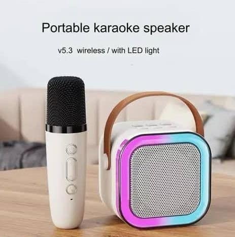 RGB Multipurpose Rechargeable Portable Karaoke Speaker Lamp with Two Mics - Image 3