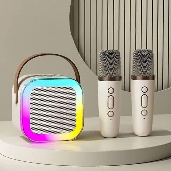 RGB Multipurpose Rechargeable Portable Karaoke Speaker Lamp with Two Mics